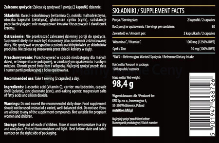 KFD Vitamin C+Zinc 120 kapsułek