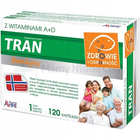 Tran Familijny A+D 500 mg 120 kapsułek