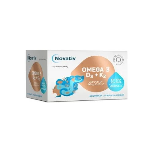 Novativ Omega 3 D3+K2 60 kapsułek